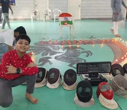 Celebrating Diwali at the club. We arranged our fencing masks and lit diyas to mark the festival of lights, blending our passion for the sport with cultural traditions.
