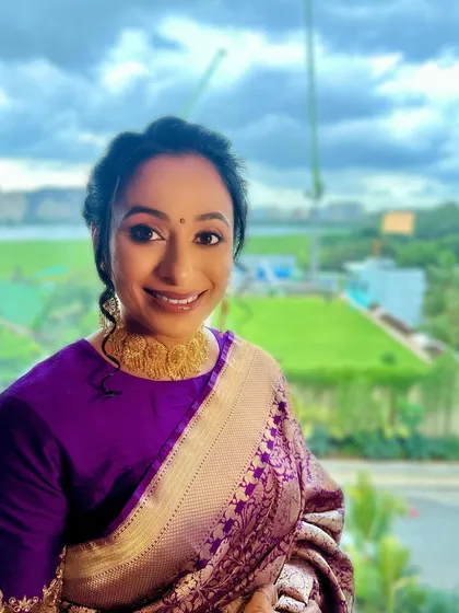 A happy smile from my client. The natural light shows off her glowing skin and the subtle, soft glam makeup that enhances her features without being overpowering.