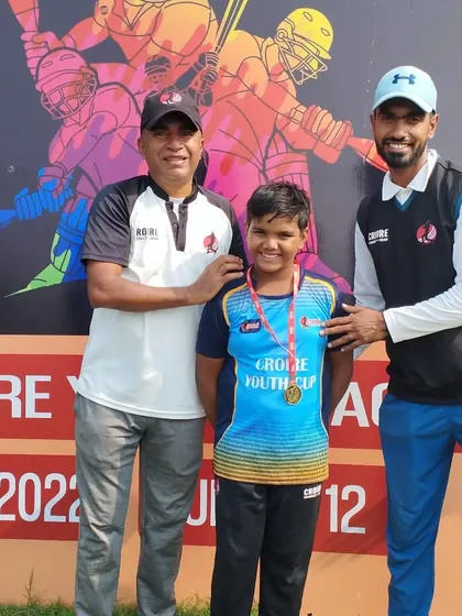 Aarav Lamba receiving the best batter award for his brilliant innings of 81 runs.