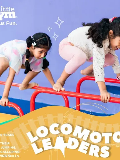 My Pre-K 'Locomotor Leaders' refine their running, jumping, and hopping skills. Here, two girls practice their balance and coordination on the bars, a key step in their development.