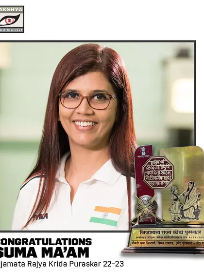 A proud moment for the entire club as our founder, Suma Shirur, receives the Jijamata Puraskar for her exceptional work in Para Shooting. Her leadership and achievements are an inspiration to us all.