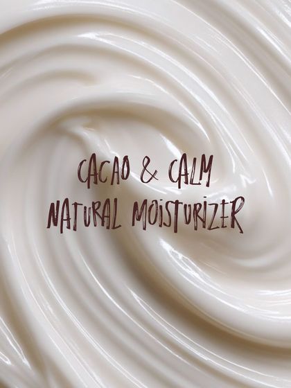 The creamy swirl of our Cacao & Calm Natural Moisturizer. It's a skin-soothing, soul-centering formula made for dry skin that melts in like a warm hug.