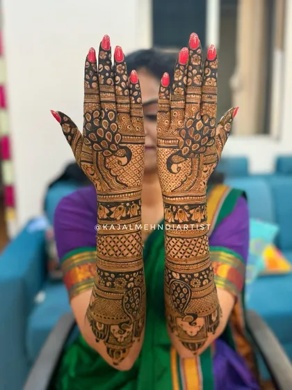 A full view of the peacock special bridal henna.