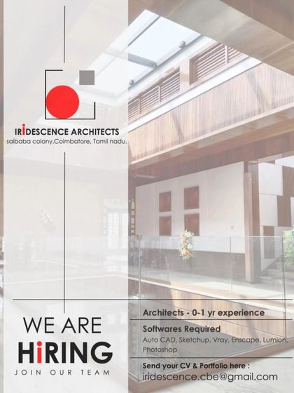 Iridescence Architects in Coimbatore is hiring a Junior Architect.