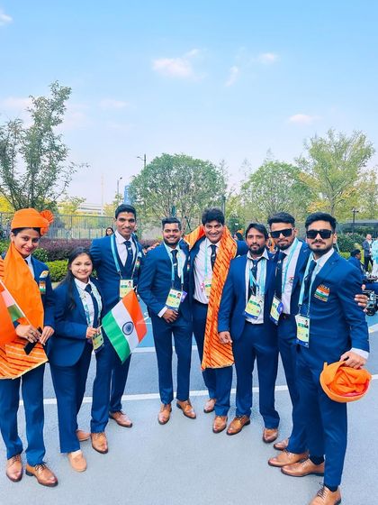 With my proud champions, ready to compete at the 4th Para Asian Games in China. This is Team Go Speed, representing India.