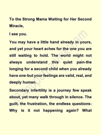 This is a note for every strong mama waiting for her second miracle. Secondary infertility is a quiet pain, but your feelings are valid and you are not alone.