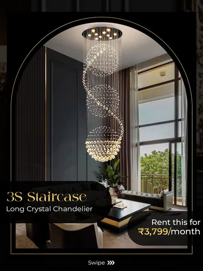 Transform your staircase or double-height living room with a showstopping piece like this 3S Long Crystal Chandelier. You can try this magnificent 6.5-foot fixture in your space and see the dramatic impact it makes, all on a simple monthly rental plan.