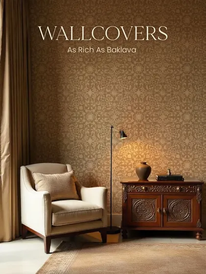 Some patterns fill a room with warmth, like this Ottoman-inspired wallcover. The golden, honey-dipped tones and delicate geometric floral pattern create a feeling of quiet afternoons and sunlit nostalgia.