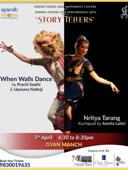 The main poster for the 'Story Tellers' series in Kolkata, featuring my Kuchipudi recital 'Nritya Tarang'.