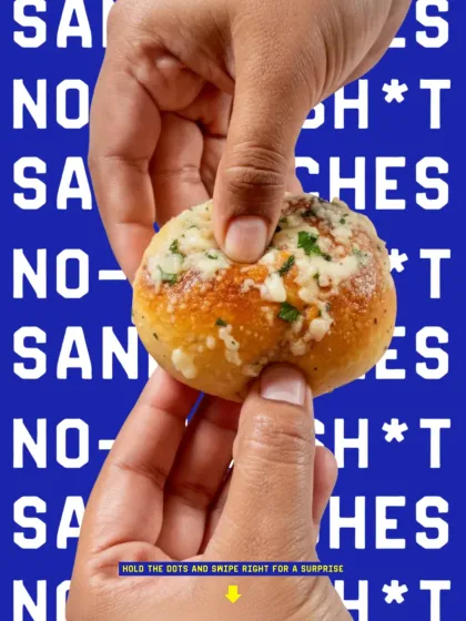 The interactive post format for the Thecha Chip Butty, starting with the irresistible garlic knot.