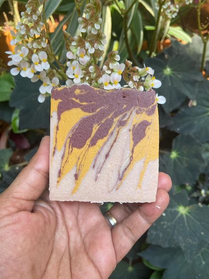 Sometimes the designs don't turn out exactly as planned, but they are always beautiful! This bar has lovely earthy tones from natural clays and powders.