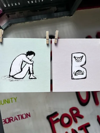 The 'Mental Health Alphabet' is a series I started during the pandemic to spark conversations around mental wellbeing. Each letter illustrates a condition or feeling related to mental health. Displaying them on a clothesline alludes to the idea that these states are not permanent parts of our identity.