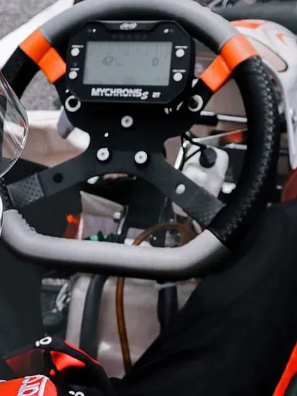 A driver's perspective from inside the cockpit.