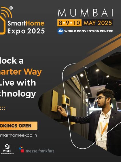 A promotional graphic inviting potential exhibitors and visitors to unlock a smarter way to live with technology.