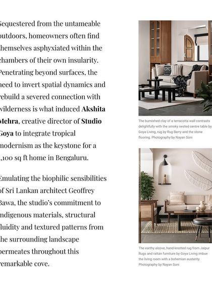 Another excerpt from our Elle Decor feature, explaining how we integrated tropical modernism and biophilic sensibilities into this 1100 sq ft home.