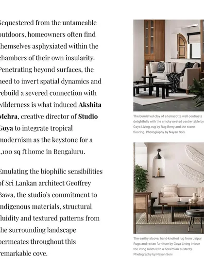 Another excerpt from our Elle Decor feature, explaining how we integrated tropical modernism and biophilic sensibilities into this 1100 sq ft home.