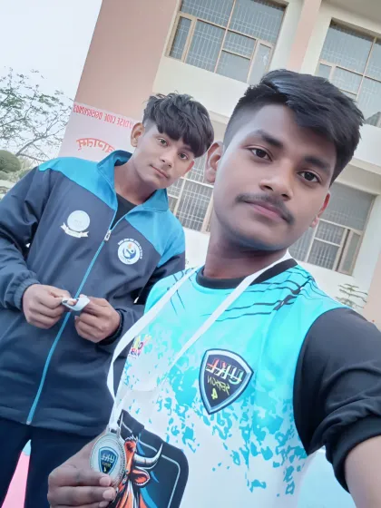 One of our promising raiders, Ankit, showing off his second-place medal from the Unique Kabaddi League. His dedication during training is clearly paying off in competitions.