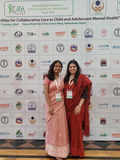Our senior psychologists at the ICCAMH 2024 in Nepal. They presented their work on a framework for training and supervising psychologists and teachers in Delhi Government School Health Clinics.
