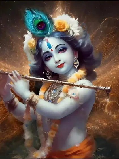 Witness the cosmic symphony of Lord Krishna's divine power, a harmonious blend of love, wisdom, and eternal grace that echoes through the ages.