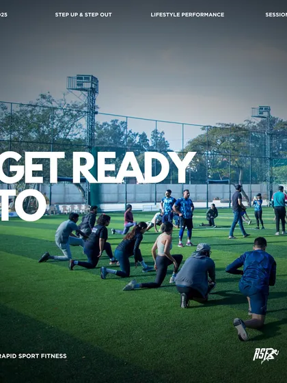 Get ready for Saturday Surge. This poster captures the energy of our group warm-ups on the field at RSF Jayamahal.