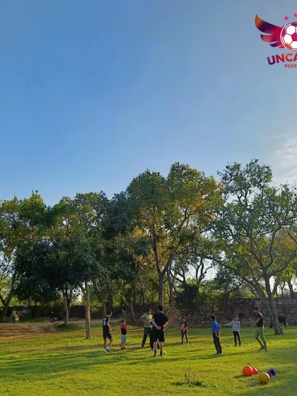 A wide view of our training ground in Delhi. We are lucky to train surrounded by nature, which provides a beautiful and inspiring setting for our football academy.