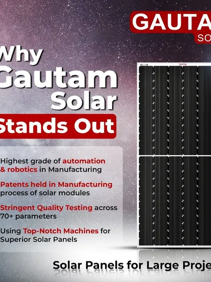 We stand out in the industry through our commitment to quality. We use the highest grade of automation and robotics, hold patents in manufacturing, and conduct stringent quality testing across more than 70 parameters for superior solar panels.