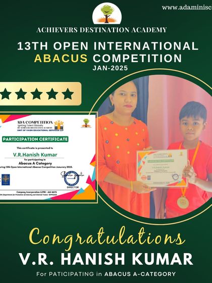 Achievers Destination Academy - Mental Math & Speed Calculation Our Star Achievers: Competition Winners & Graduates photo 17