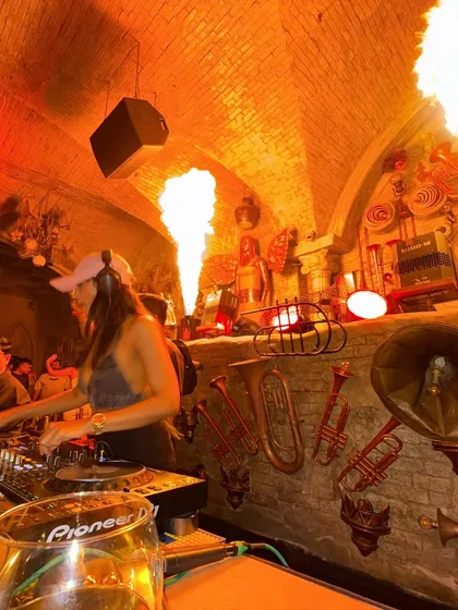 Bringing the heat, literally. A shot from a wild night where the energy was so high, we had pyrotechnics going off. I love performing in venues with high production value that matches the intensity of my techno and tech house sets.