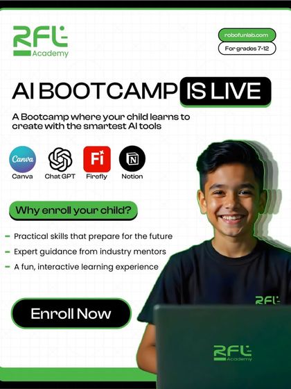Our AI Bootcamp is live! This promotional graphic details the benefits of enrolling, including gaining practical skills, expert guidance, and a fun, interactive learning experience.