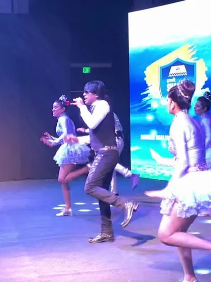 A side view of our choreographed routine for the Tata Steel event, showing the precision and energy of my dancers.