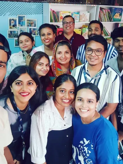 Smiles and stories all around. A group selfie with the incredible team from Firstsource Global after a productive and heartwarming day of volunteering at our Mumbai library. These are the moments that build both libraries and team connections.