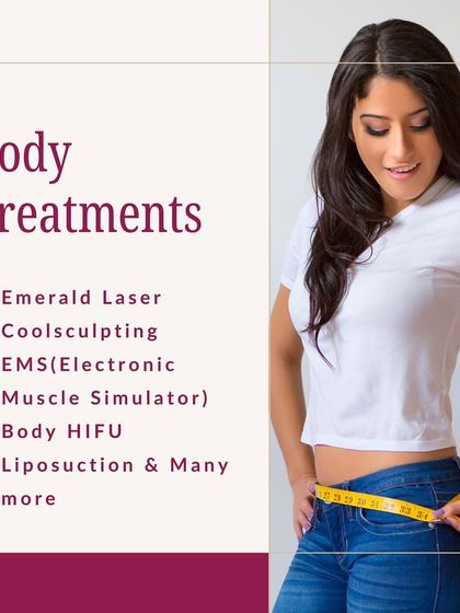 I offer a complete suite of body treatments to help you achieve your goals. This includes Emerald Laser and CoolSculpting for fat reduction, EMS for muscle stimulation, and Body HIFU for skin tightening.