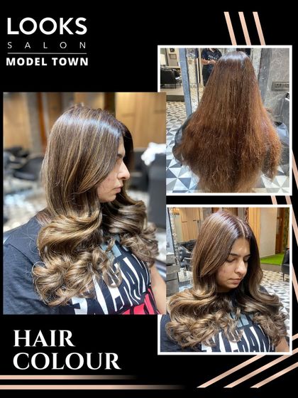 Another angle of the hair makeover, showing the before, during, and after stages, highlighting the skill of our colorists.