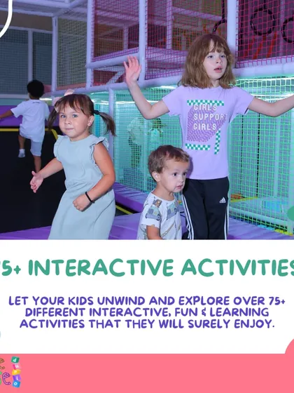With over 75 interactive activities, including our exciting trampoline park, your kids will never run out of things to do.