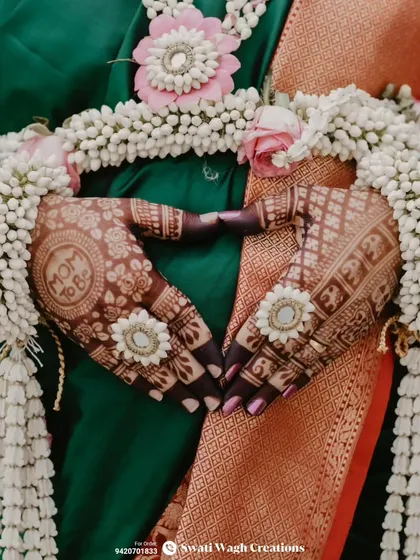 A heart full of love and hands full of blessings. This close-up shows the intricate hathphool and the 'Mom to Be' mehendi, a beautiful detail from a memorable baby shower.