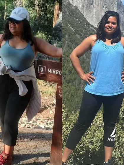This is Madhura’s amazing 4-month progress. She dropped 15 lbs of body fat by combining home and gym sessions, learning to track her food without a restrictive meal plan, and staying active with things she loves like dancing and hiking.
