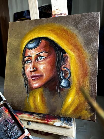 The finished portrait study on the easel. Even quick studies like this are an important part of my practice, honoring the people who touch my heart.