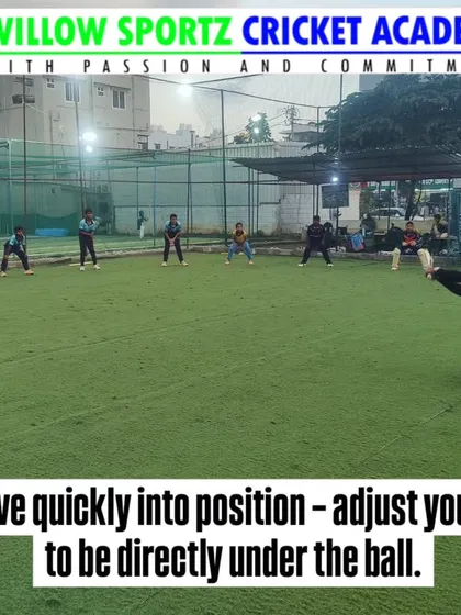 Adjusting your feet to get directly under the ball. This image shows the importance of quick movement to get into the right position for a catch.