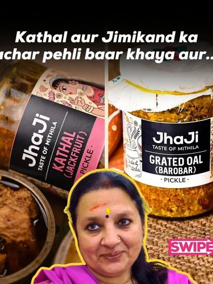 Richa Ji's verdict on our pickles: "No extra oil, no extra additives. Just Pure Goodness." She tried our Mango, Jimikand, Lal Mirch, and Jackfruit pickles.
