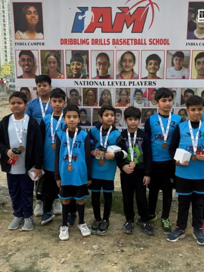 Our U-10 boys' team proudly displaying their medals after securing a second runner-up position. We train athletes across all age groups, starting from U-8, to build a strong foundation for a long-term basketball journey.