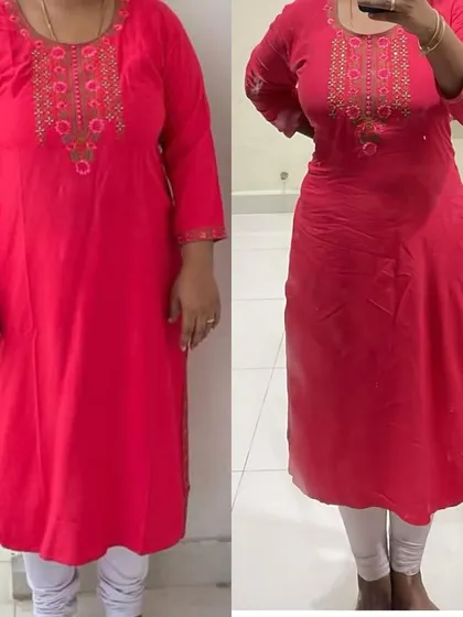 A full-body before and after of the same client who lost 10kg. She is visibly slimmer and more confident in her pink kurta, showing a real-life transformation.