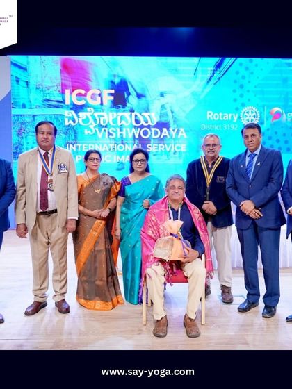 A group photo from the award ceremony. We are a team, and we celebrate each other's successes. Chandru Sir's achievement is a proud moment for the entire SAY Yoga family.