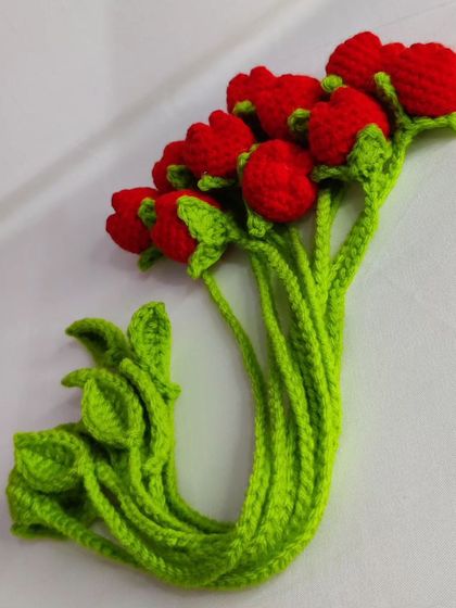 A bundle of classic red tulip bookmarks.