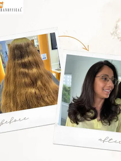 From faded to fabulous. This before-and-after shows how a new cut and color can bring hair back to life, with layers adding shape and style.