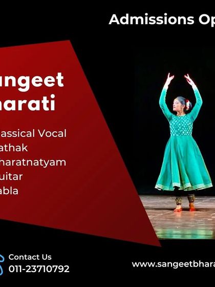 We offer a range of classes including Classical Vocal, Kathak, Bharatnatyam, Guitar, and Tabla. Admissions are open, and we invite you to begin your artistic journey with us.
