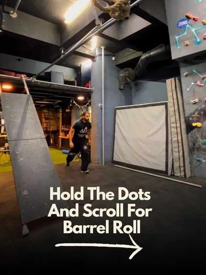Hold the dots and scroll to see the barrel roll in action. A playful way to understand the timing and rotation of this classic parkour move.
