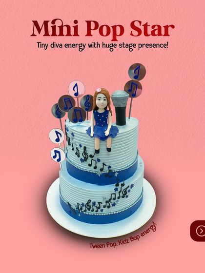 Tiny diva energy with huge stage presence. This "Mini Pop Star" cake, complete with a figurine and microphone, is perfect for the young performer who loves to be in the spotlight.