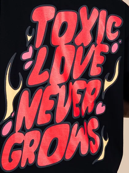This is what we mean by hype with heart. The 'Toxic Love Never Grows' graphic tee features a bold, statement back print using a mix of screen and puff printing on heavy 280 GSM terry cotton.