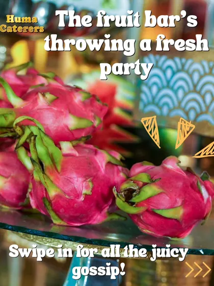 A fresh and vibrant fruit bar, featuring exotic dragon fruit. A healthy and beautiful addition to any menu.