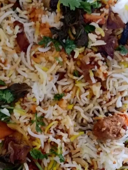 My Chicken Kebab Biryani, where succulent pieces of chicken kebab are layered with aromatic basmati rice. It’s a rich and flavorful one-pot meal.